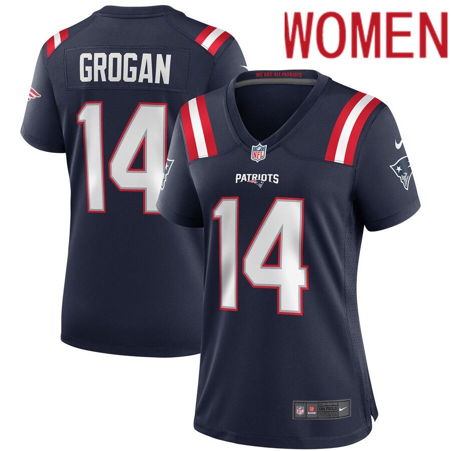 Women New England Patriots #14 Steve Grogan Nike Navy Game Retired Player NFL Jersey